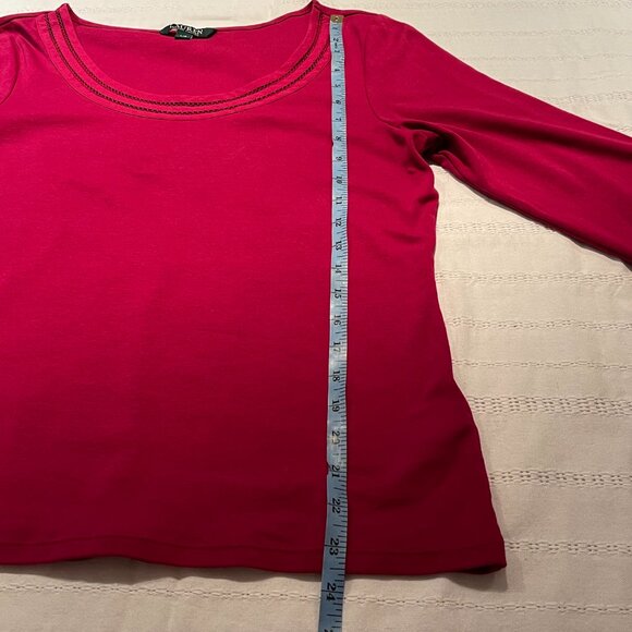 Lauren Ralph Laurent fuchsia pink top 3/4 sleeve size L - Picture 6 of 9